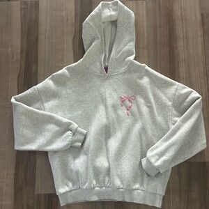 Grey and pink Edikted bow hoodie
